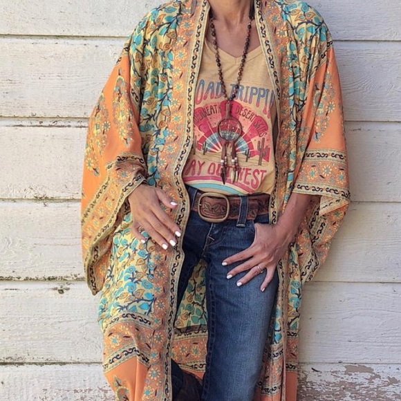 New Boho Floral Kimono Maxi Duster Cardigan - Picture 2 of 6